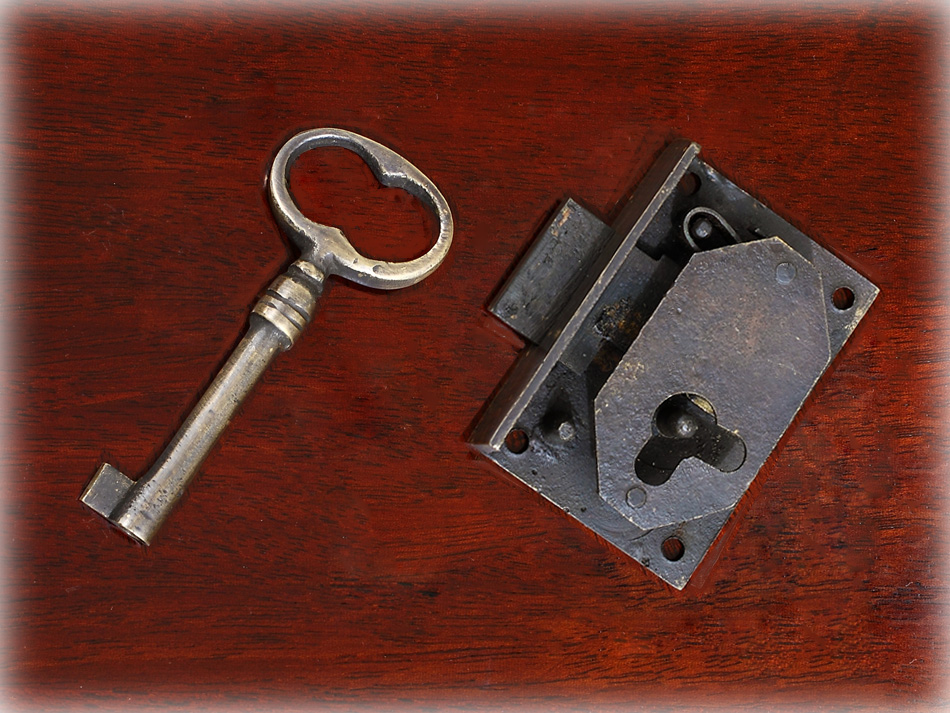 真鍮キャビネットキー ロックセット/右開き用　42×58