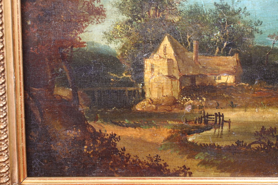 A country cottage with the figure  /Oil Painting 