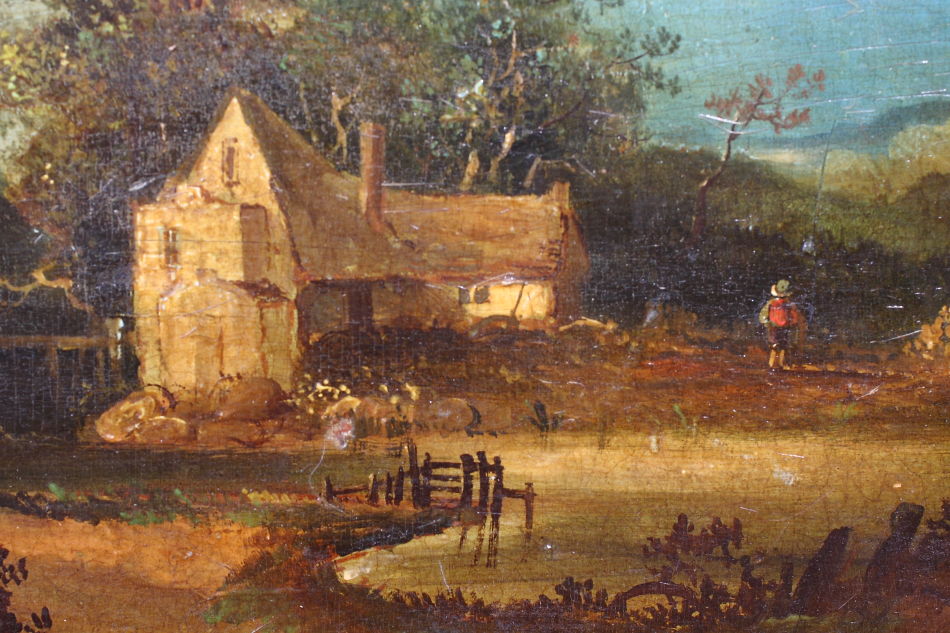 A country cottage with the figure  /Oil Painting 