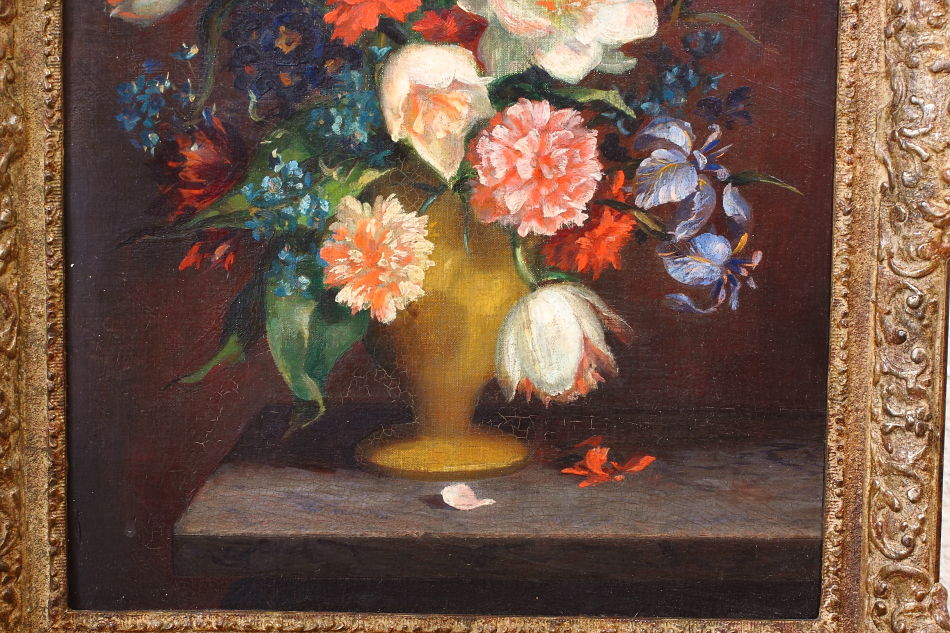 MIxed Flowers in Vase / Oil Painting
