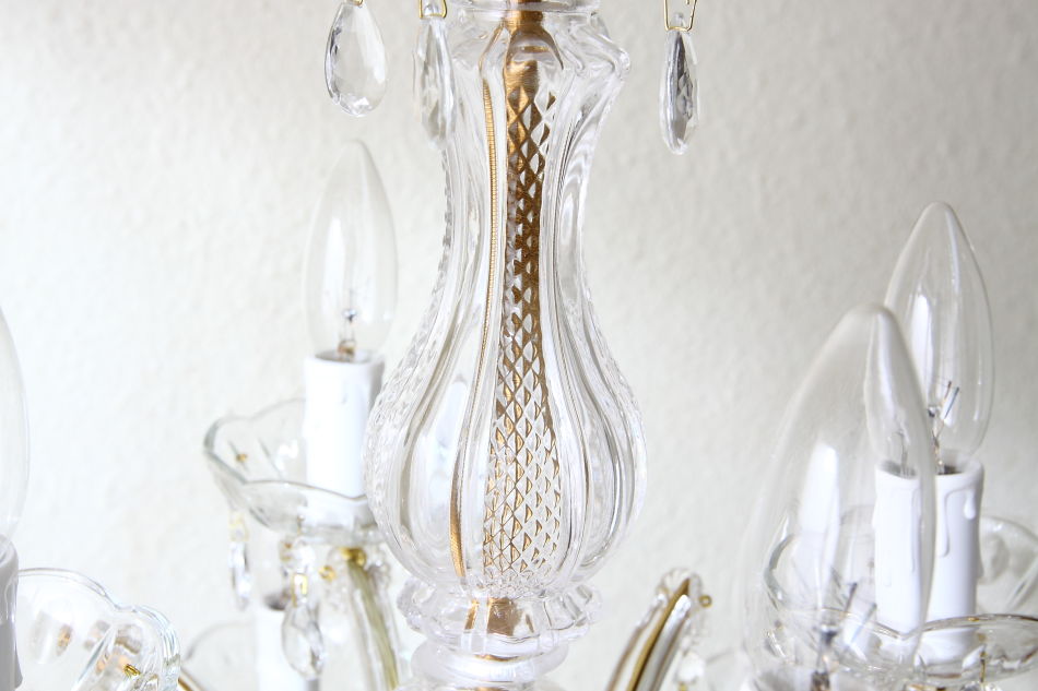 ムラーノガラス ブラス&クリスタルシャンデリア(12灯)