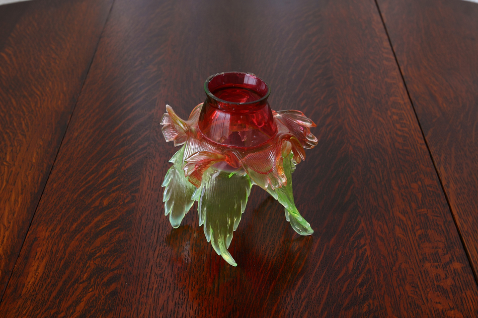 ヴァセリン/ウランガラス　クランベリーCranberry フラワーランプシェード