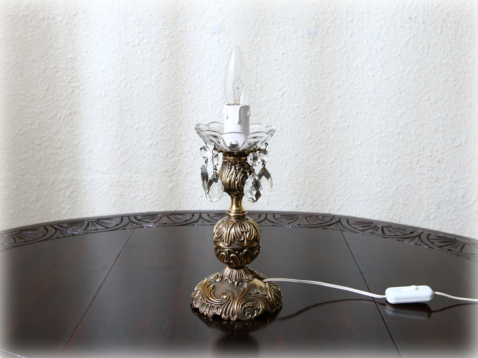 ソリッドブラス&クリスタル オールドフレンチ テーブルランプ