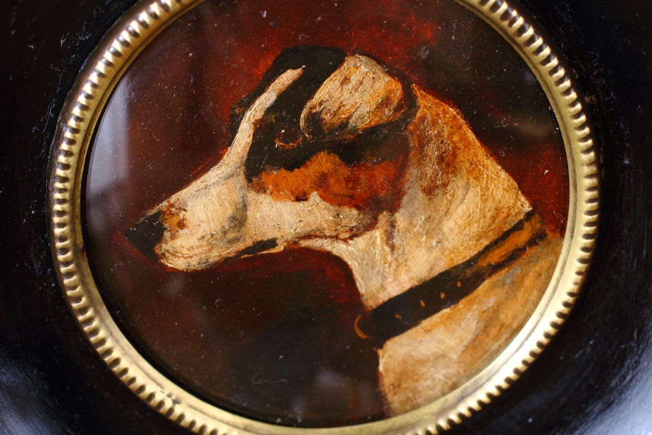 Miniture Portrait of a Fox Terrier / Oil Painting
