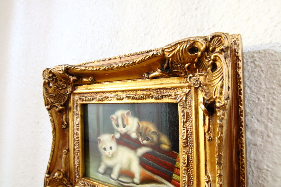 Portrait of Kittens at Play / Oil Painting