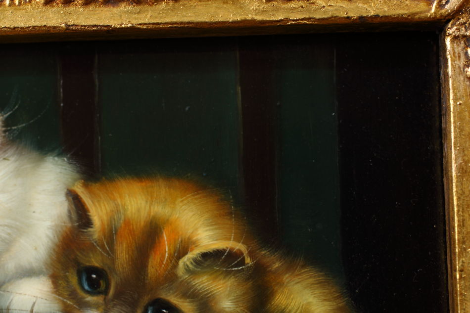 Portrait of Kittens at Play / Oil Painting
