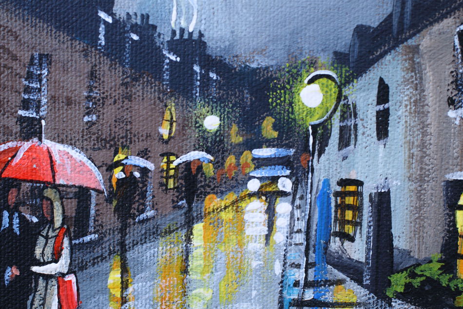 Rainy afternoon on castle row / Oil Painting