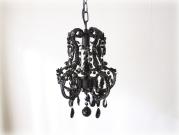 ブラッククリスタル ビーズ&ドロップ ケージスタイル ミニシャンデリア
