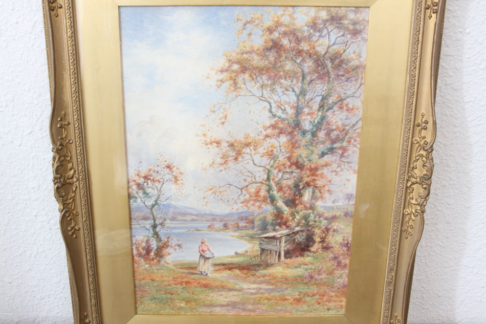 Landscape with a lady / Water Colour(水彩画)