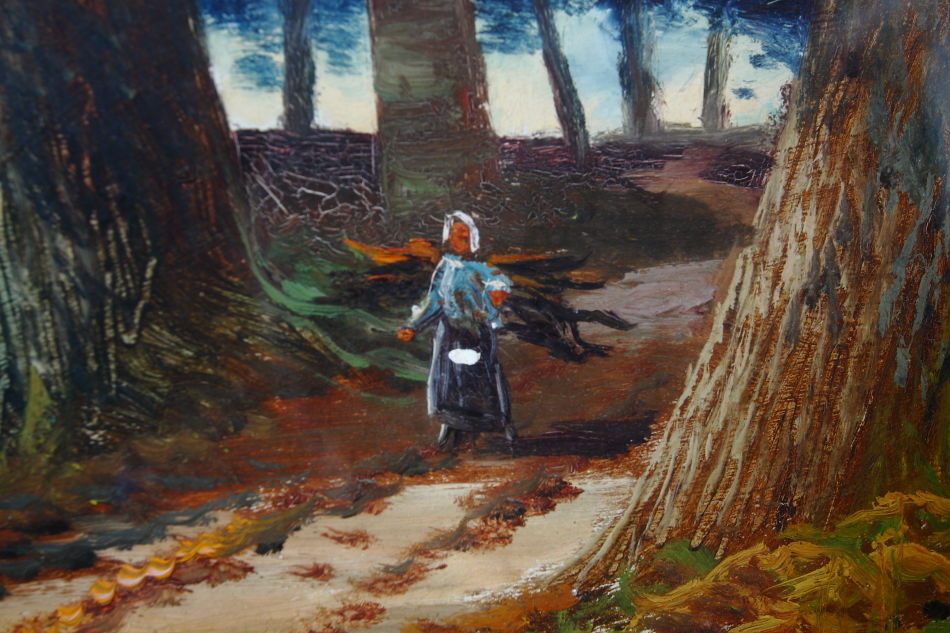 A lady in a Scottish Forest / Oil painting