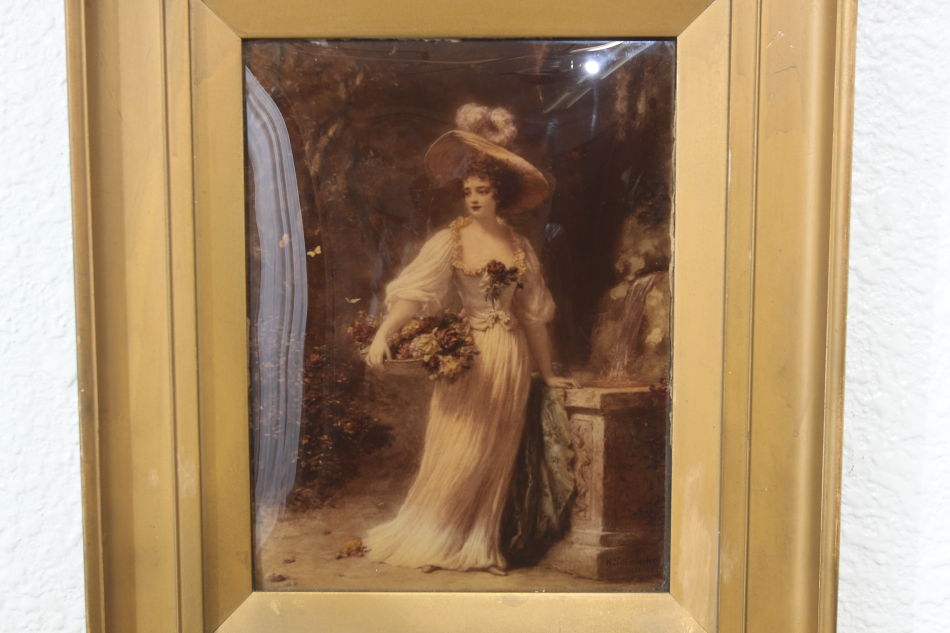 A Lady with a very large hat/crystolian painting