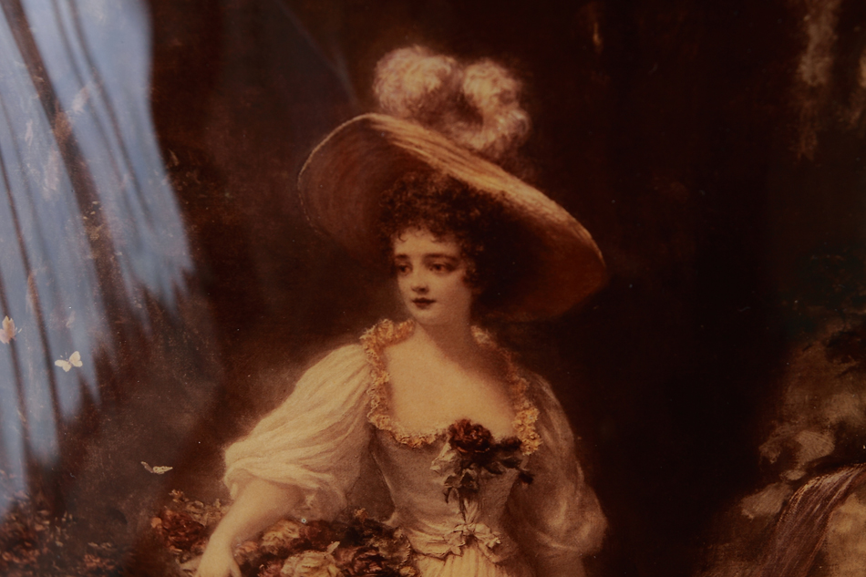 A Lady with a very large hat/crystolian painting