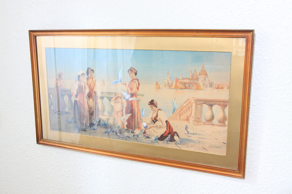 Ladies with bird / Water Colour(水彩画)