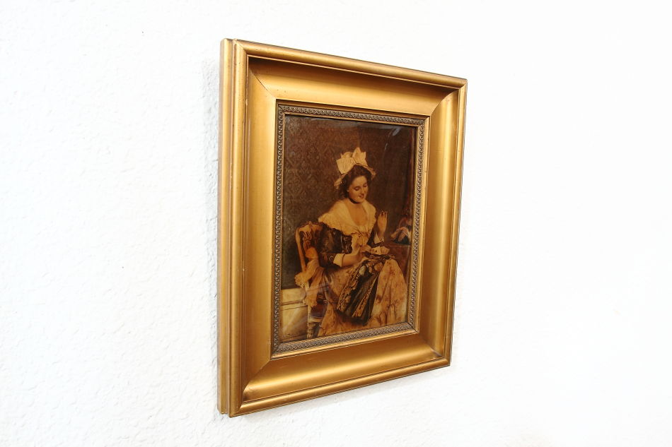 A Lady in Victorian dress/ Crystolian Painting