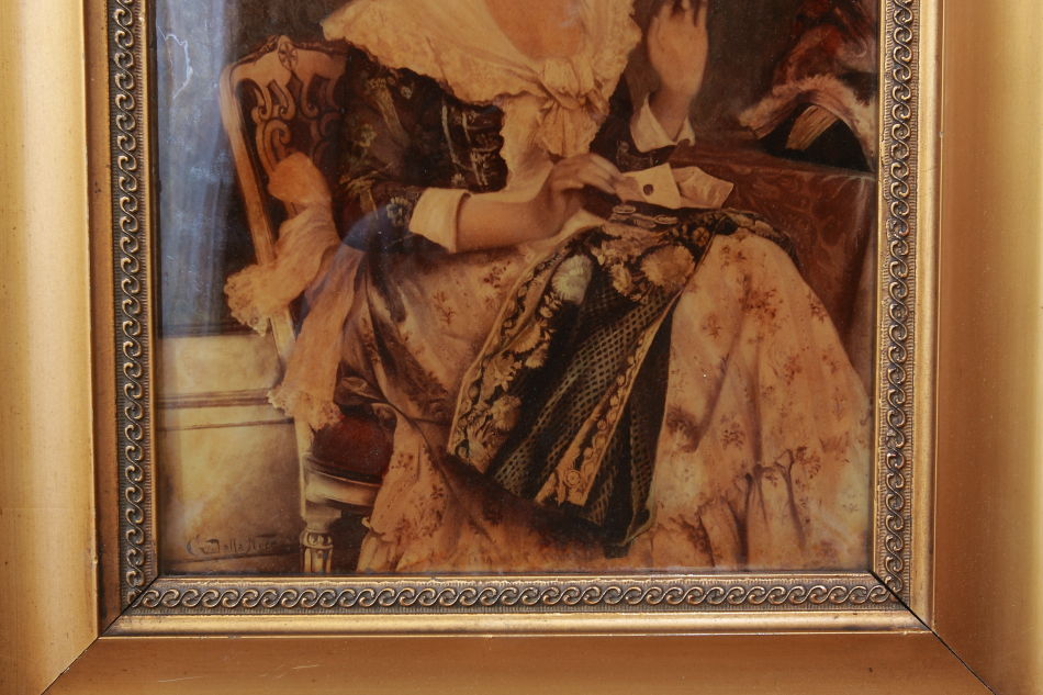 A Lady in Victorian dress/ Crystolian Painting