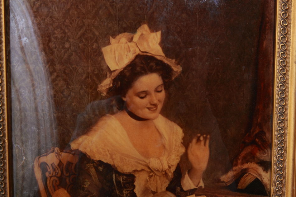 A Lady in Victorian dress/ Crystolian Painting
