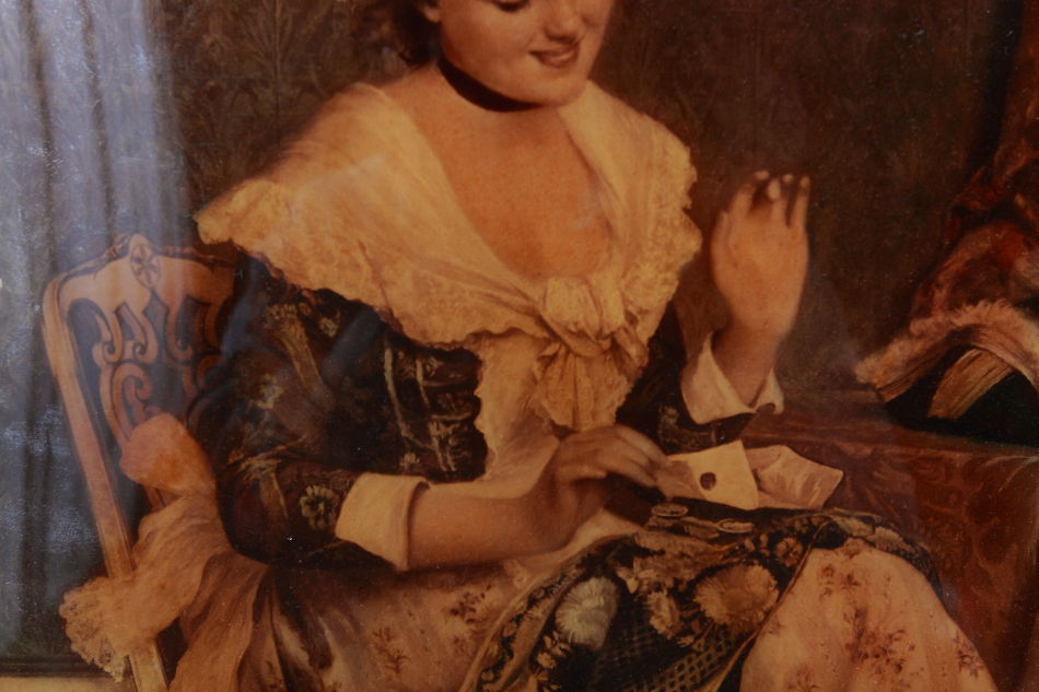 A Lady in Victorian dress/ Crystolian Painting