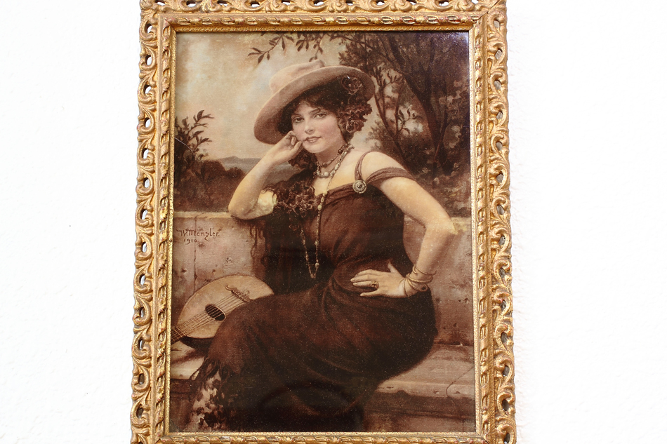 A Lady wearing A Large Hat/ Crystolian Painting