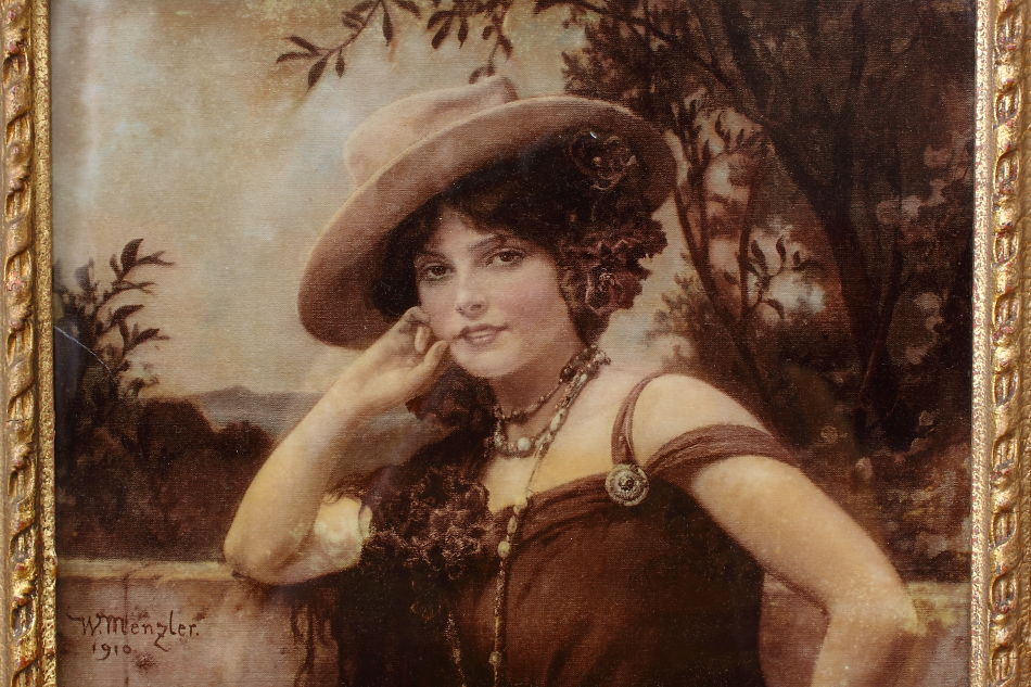 A Lady wearing A Large Hat/ Crystolian Painting