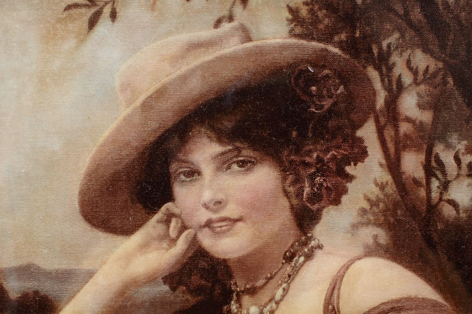 A Lady wearing A Large Hat/ Crystolian Painting