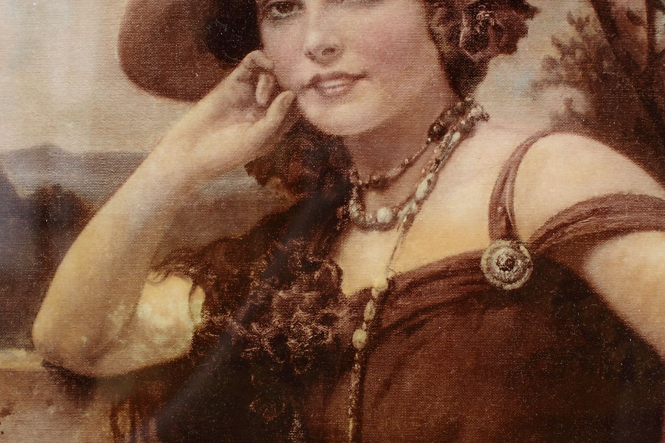 A Lady wearing A Large Hat/ Crystolian Painting