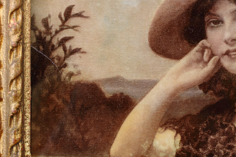 A Lady wearing A Large Hat/ Crystolian Painting