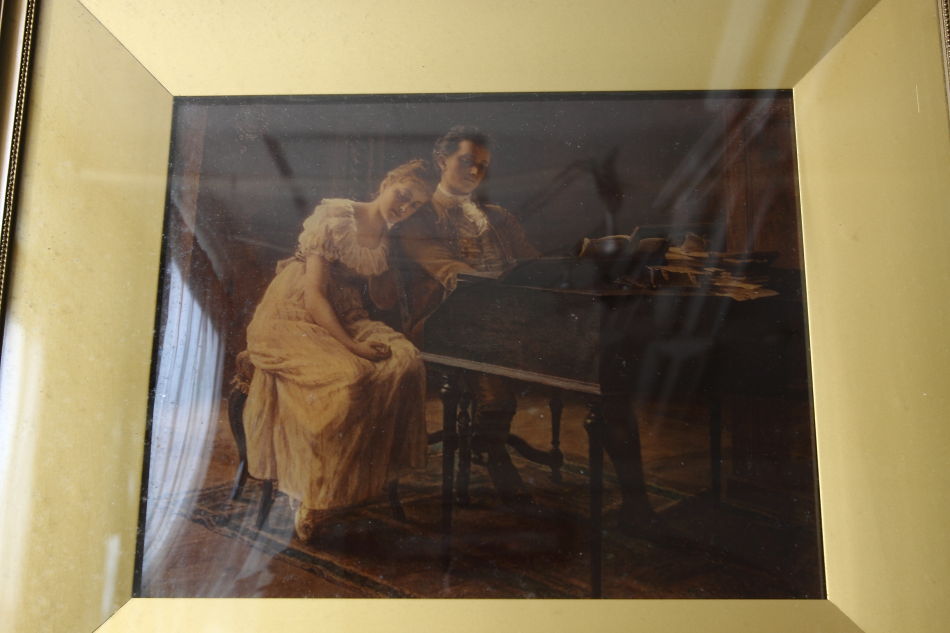 A Lady &Gents seated at piano/ Crystolian Painting