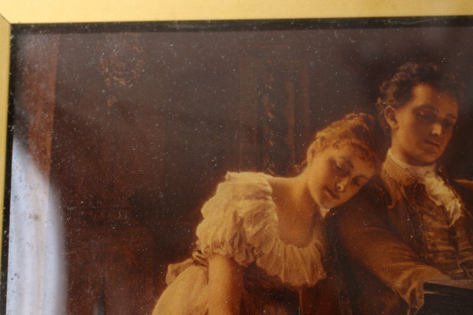 A Lady &Gents seated at piano/ Crystolian Painting