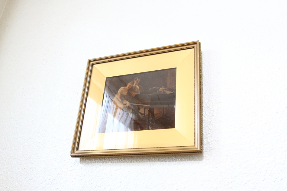 A Lady &Gents seated at piano/ Crystolian Painting