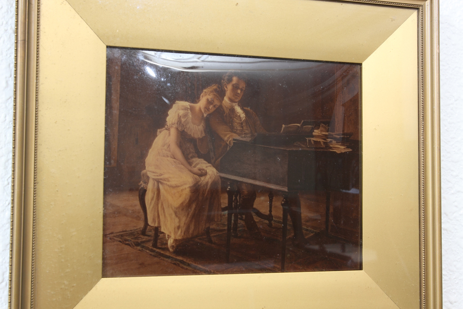 A Lady &Gents seated at piano/ Crystolian Painting