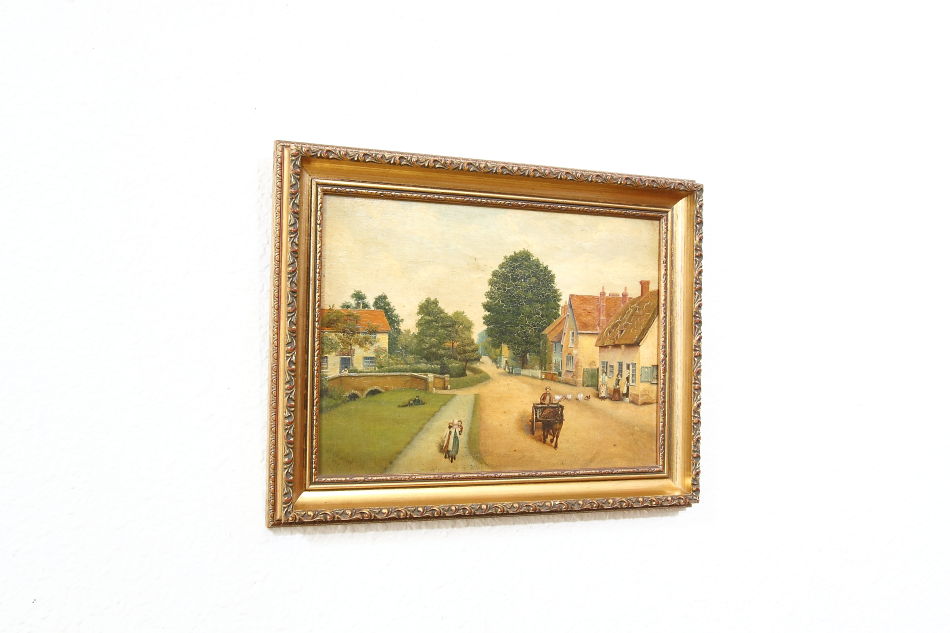 A Village Scene of Victorian period / Oil painting