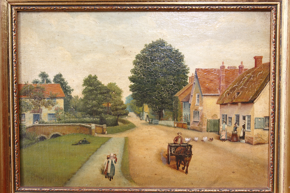 A Village Scene of Victorian period / Oil painting