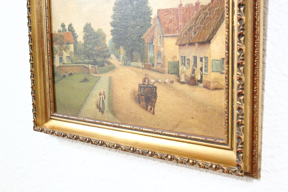 A Village Scene of Victorian period / Oil painting