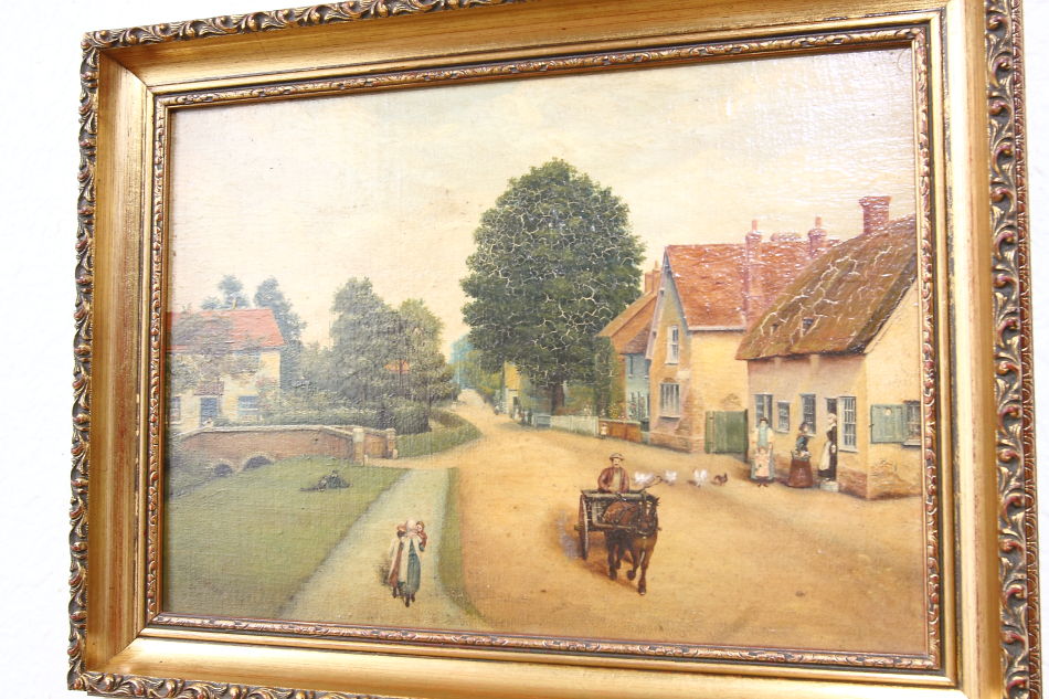 A Village Scene of Victorian period / Oil painting