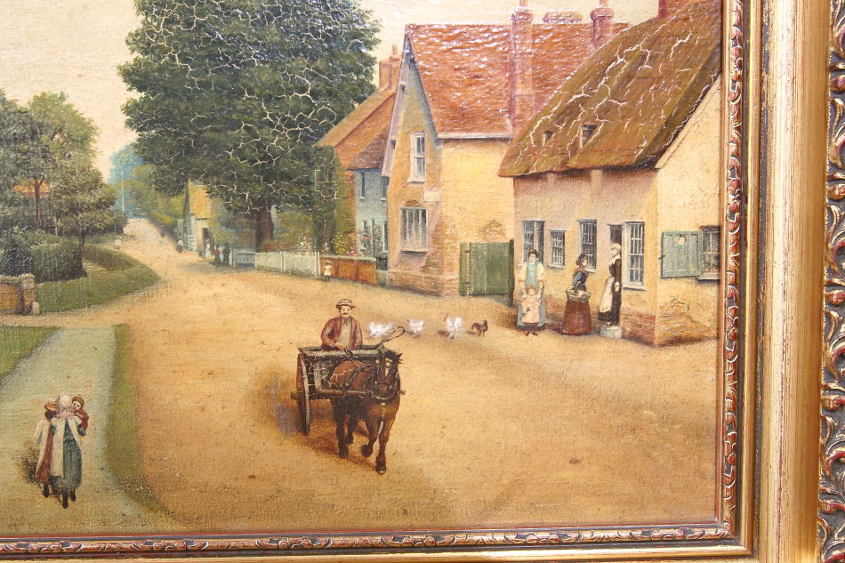 A Village Scene of Victorian period / Oil painting