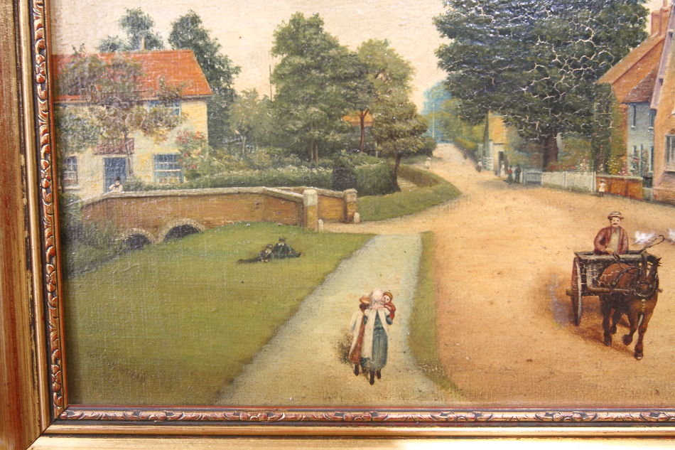 A Village Scene of Victorian period / Oil painting