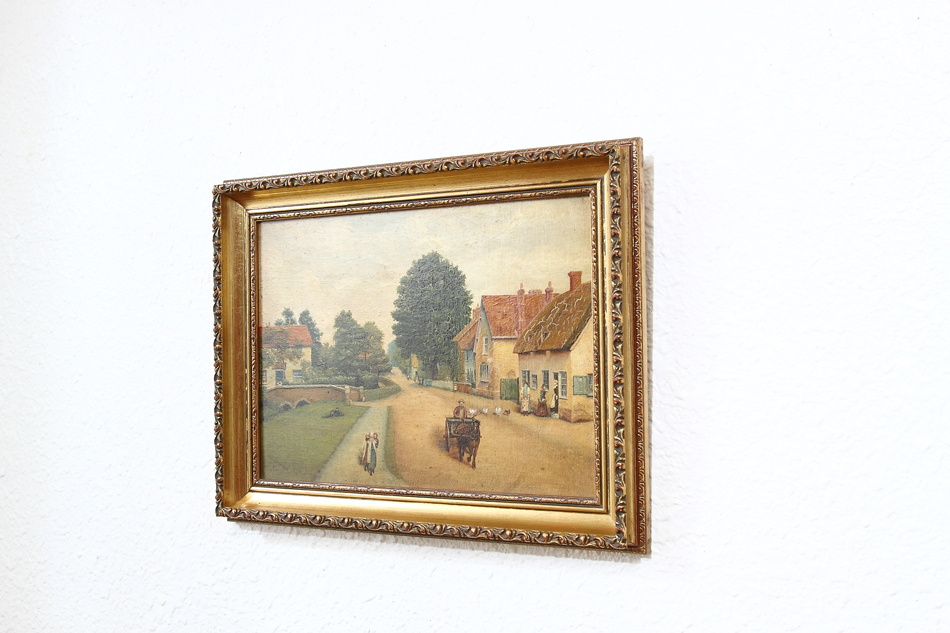 A Village Scene of Victorian period / Oil painting