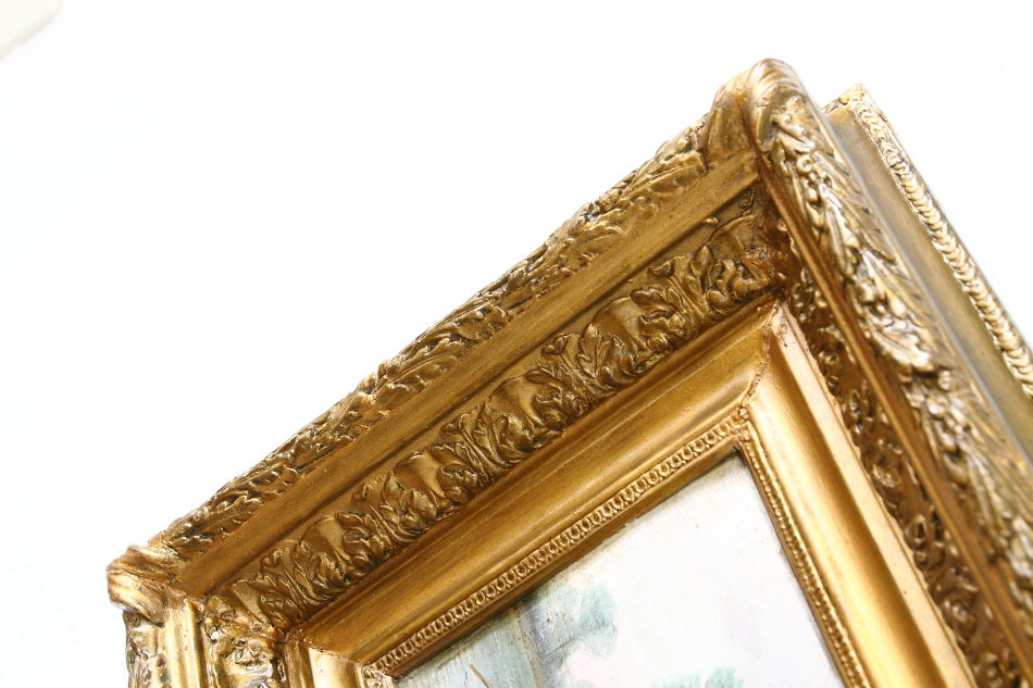 A landscape beside a small chateau / Oil painting