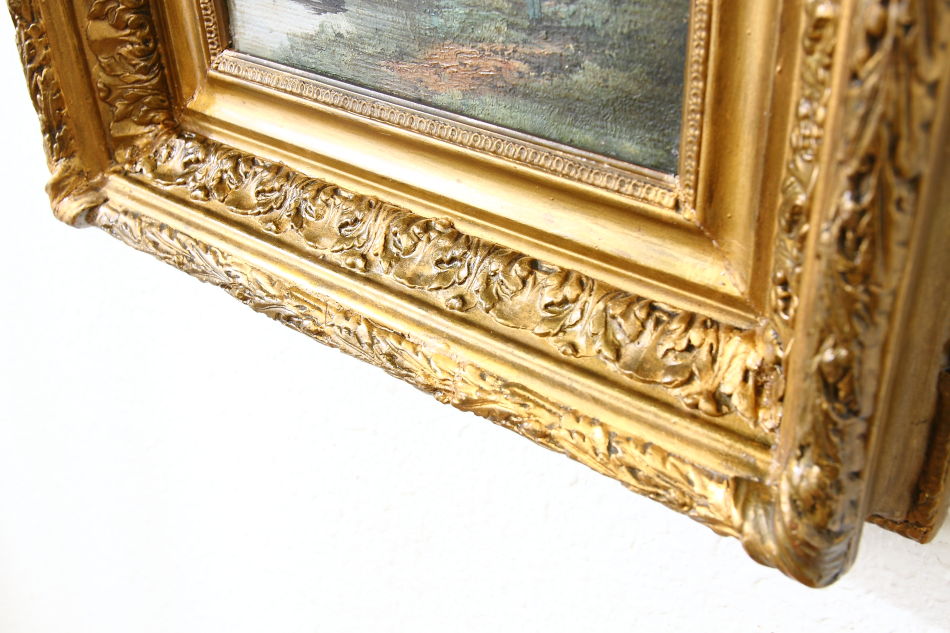 A landscape beside a small chateau / Oil painting