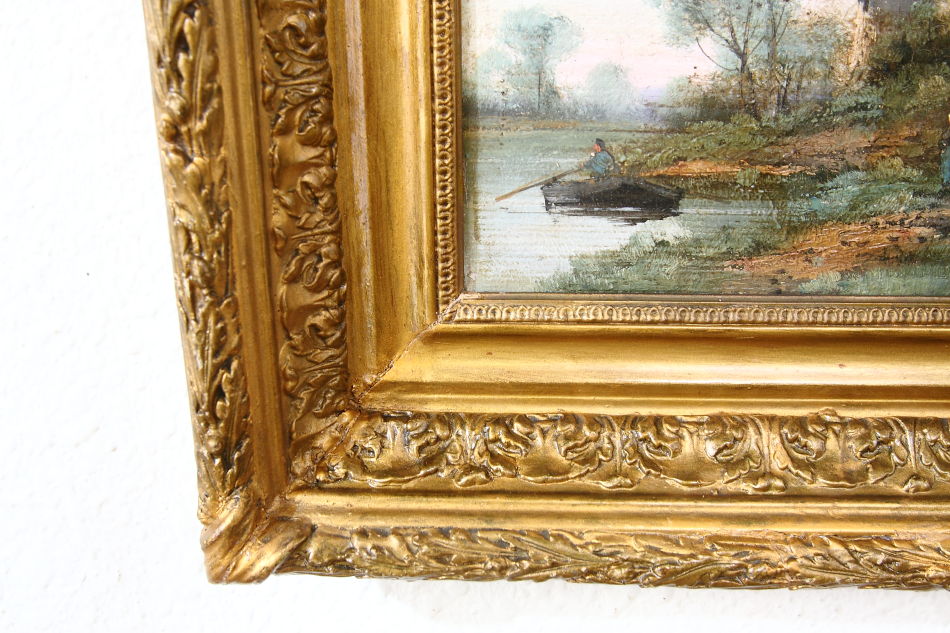 A landscape beside a small chateau / Oil painting