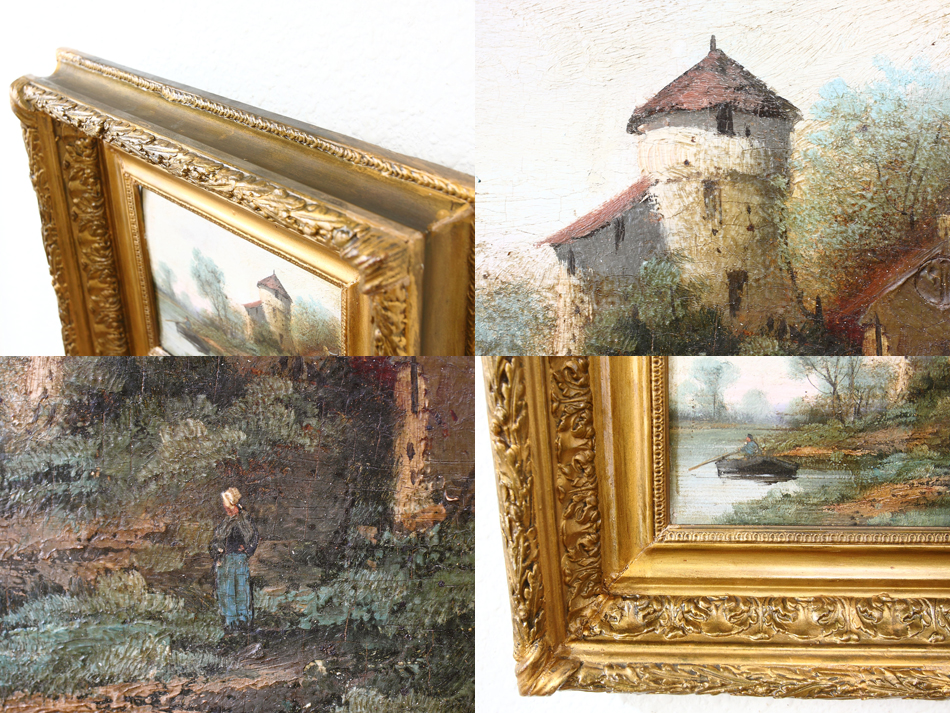 A landscape beside a small chateau / Oil painting