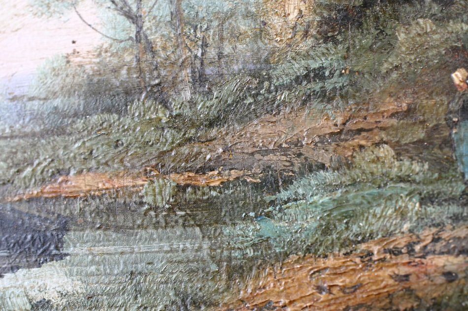A landscape beside a small chateau / Oil painting