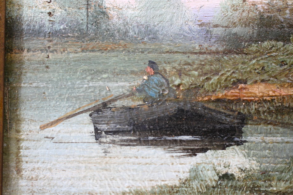 A landscape beside a small chateau / Oil painting