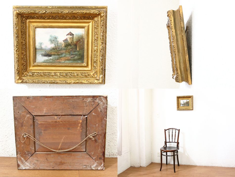 A landscape beside a small chateau / Oil painting