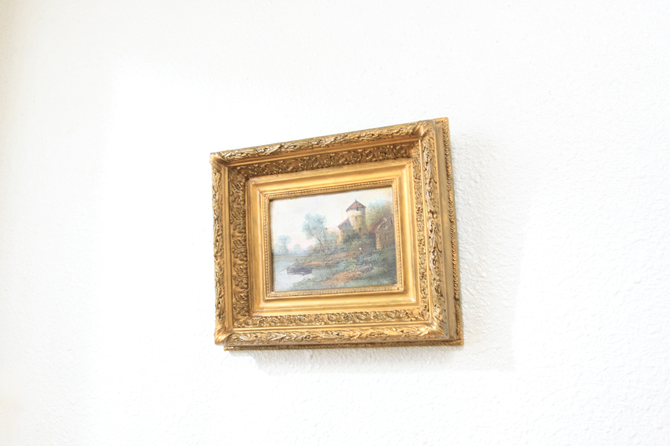A landscape beside a small chateau / Oil painting