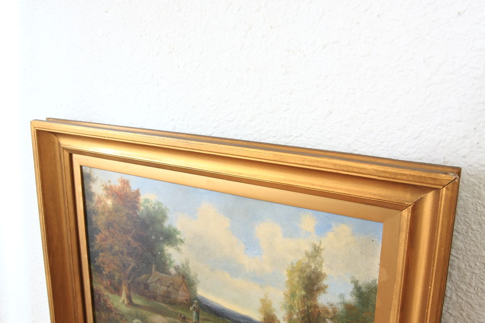 A country cottage in woodland / Oil painting
