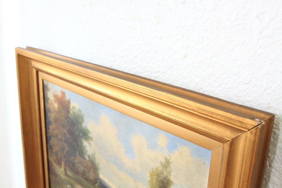 A country cottage in woodland / Oil painting
