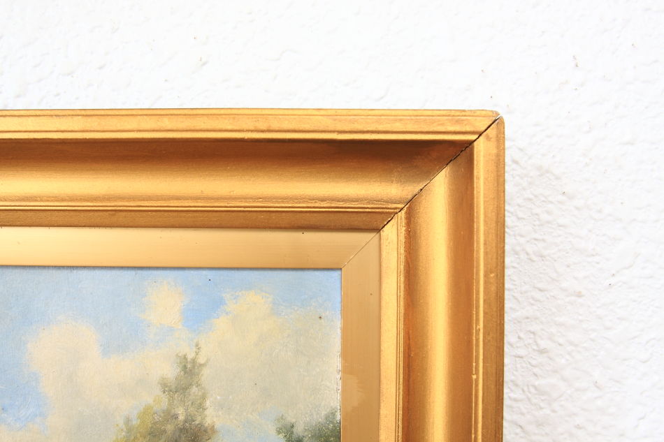 A country cottage in woodland / Oil painting