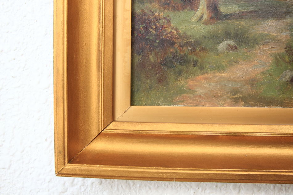 A country cottage in woodland / Oil painting