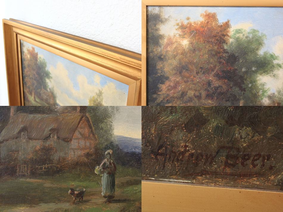 A country cottage in woodland / Oil painting